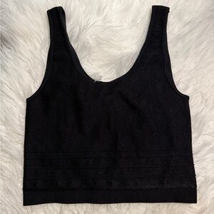 Bebe Black Sleeveless Bodycon Crop Top